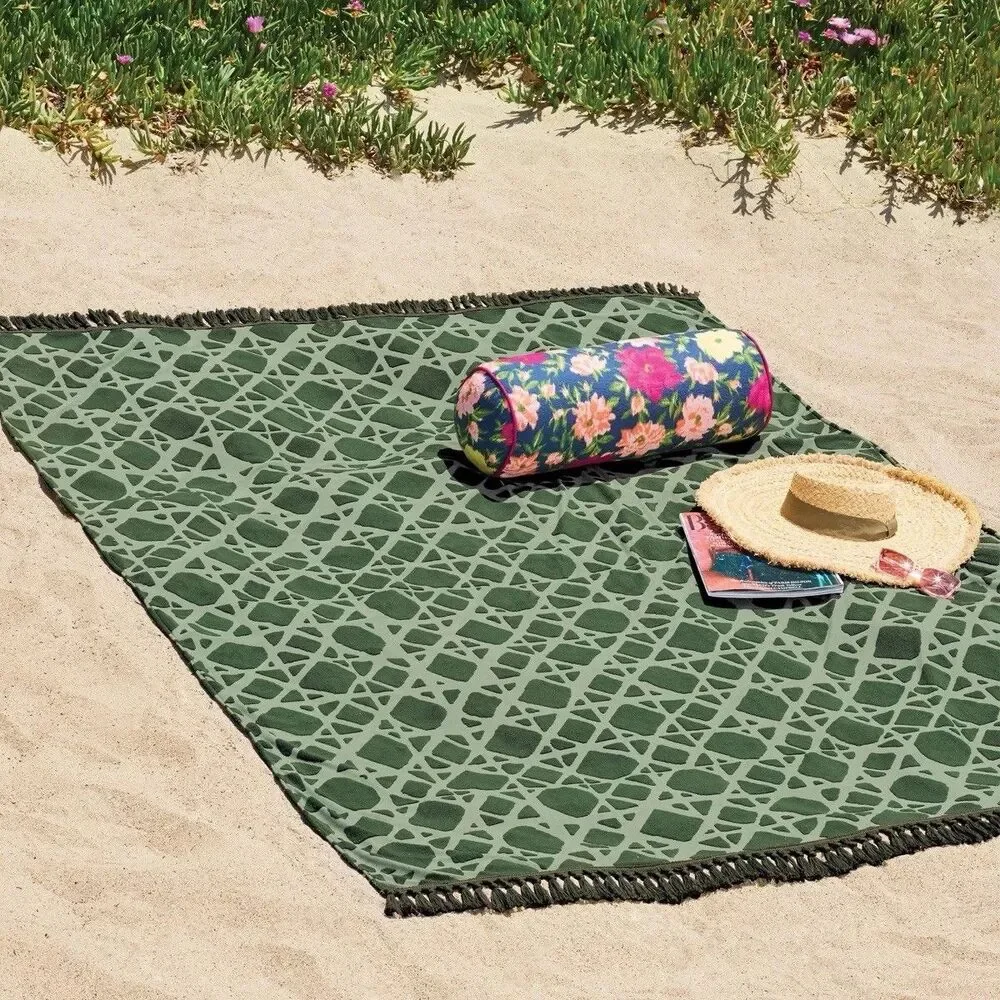 Threshold Outdoor Beach Picnic Blanket Green 80 x 60 in New